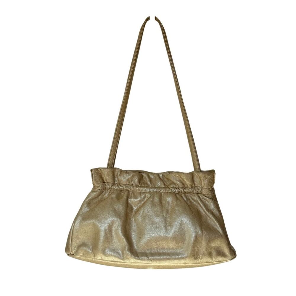 Hobo International Metallic Gold Leather Baguette Shoulder Bag